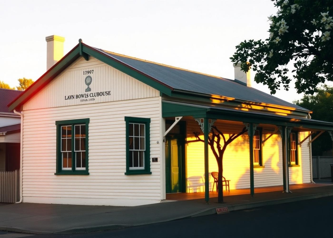 New Farm Bowls Club at golden hour